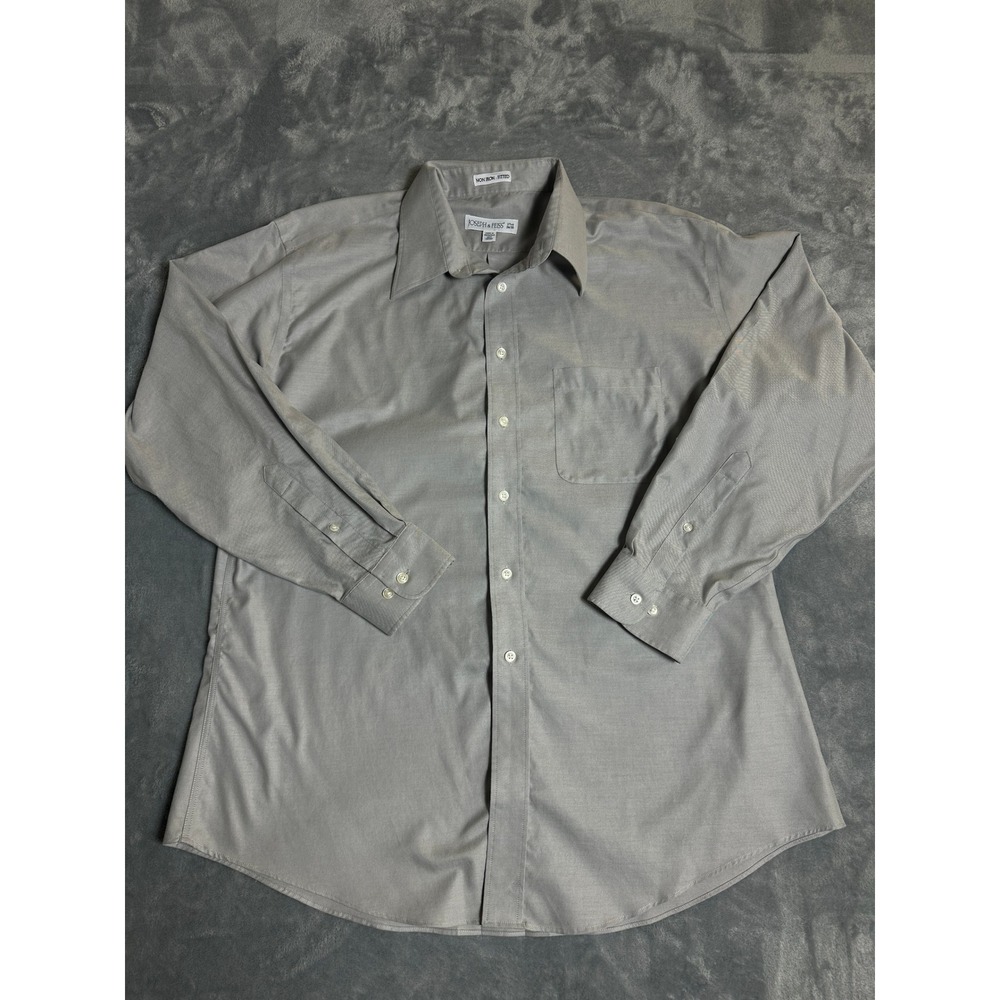 Joseph & Feiss Men's Dress Shirt 17 1/2 34/35 Gray Non Iron Fitted Menswear